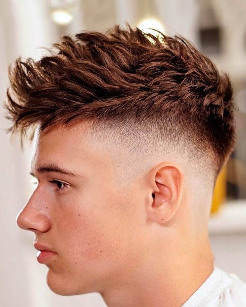 Textured Crew with Fade hair style for men