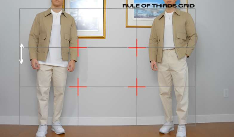 This image shows an infographic that explains how to dress better with the rule of thirds. The infographic explains that the rule of thirds suggests that two-thirds of your ensemble should be dedicated to your pants, while the remaining one-third comes from your upper layers. 